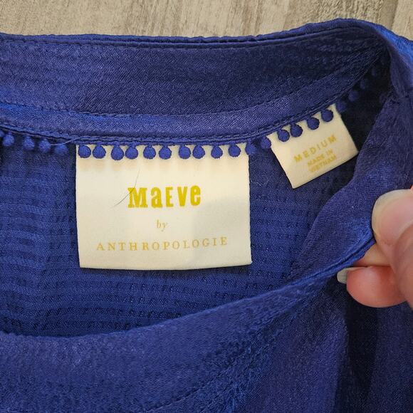 Anthropologie Maeve Jimena Dress Size M Sapphire Blue‎ Oversized Midi Boho - Picture 9 of 11